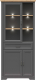 Шкаф с витриной Black Red White Jasmin REG1W2D1S с подсветкой (графит/дуб артизан) - 