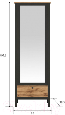 Шкаф Black Red White Loft SZF1W1S/60 (дуб вотан/черный)