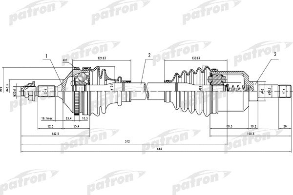 Приводной вал Patron PDS0389