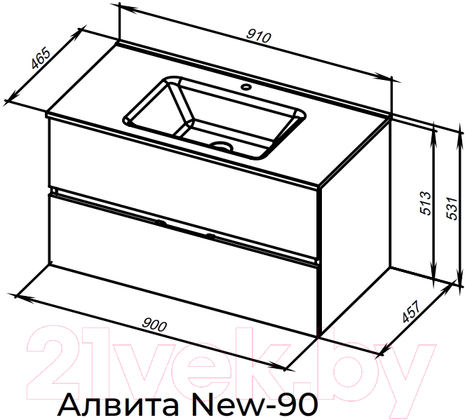 Тумба под умывальник Aquanet Алвита New 90 / 334187