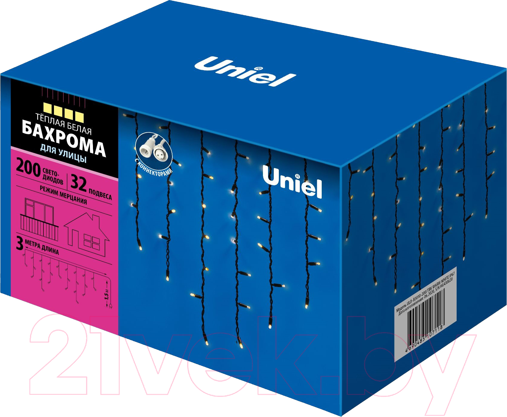 Светодиодная бахрома Uniel ULD-B3010-200/TBK / UL-00003934 (теплый белый)