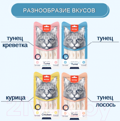 Изображение товара Лакомство для кошек Wanpy Cat Нежное пюре из тунца (25x14г)