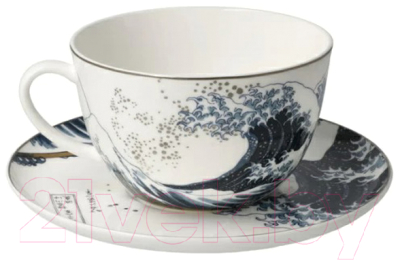 Чашка с блюдцем Goebel Artis Orbis Katsushika Hokusai Большая волна / 67-075-01-1 (белый)