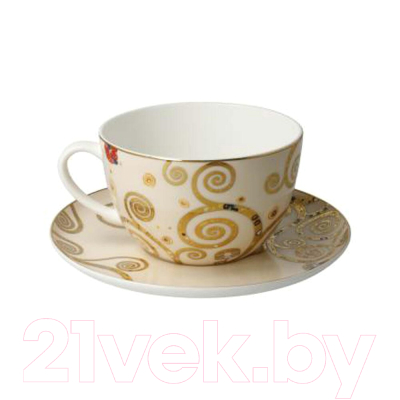 Чашка с блюдцем Goebel Artis Orbis Gustav Klimt Поцелуй / 67-062-99-1 (белый)