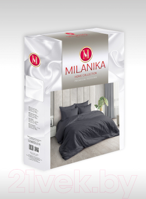 Комплект постельного белья Milanika Грэй 2сп с европростыней (поплин г/к)