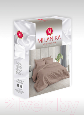 Комплект постельного белья Milanika Кофе 2сп с европростыней (поплин г/к)