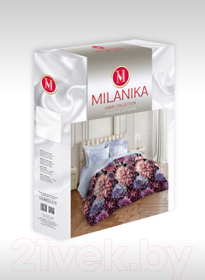 Комплект постельного белья Milanika Георгины евро (поплин)