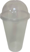 Набор одноразовых стаканов Gecko ПП 400мл с купольной крышкой 90мм (100шт, прозрачный) - 