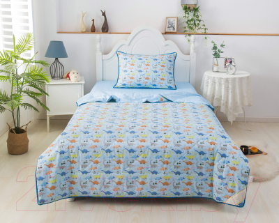 Комплект постельного белья с одеялом Sofi de Marko Динозаврики / Дет-Ком-76 (голубой)