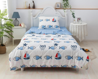 Комплект постельного белья с одеялом Sofi de Marko Морские рыбки / Дет-Ком-73