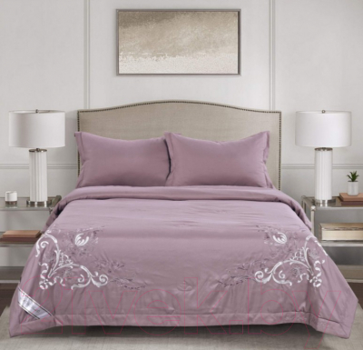 Комплект постельного белья с одеялом Sofi de Marko Изида 7Е Вышивка / 7Е-Ком-14В (пепельно розовый)