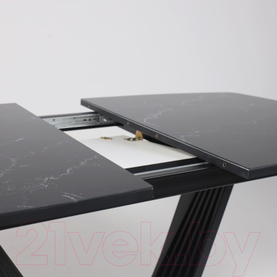 Обеденный стол Аврора Каракас Фотопечать 130-161.5x80 (мрамор №9/черный)