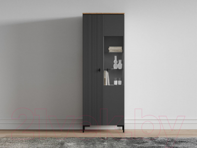Шкаф с витриной Black Red White San Gimignano REG1D1W (антрацитовый/дуб нокс)