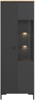 Шкаф с витриной Black Red White San Gimignano REG1D1W с подсветкой (антрацитовый/дуб нокс) - 