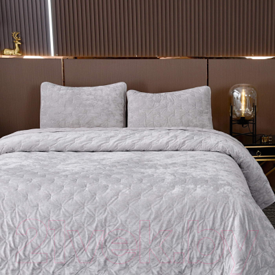Набор текстиля для спальни Sofi de Marko Алира 240x260 / Пок-Ал-240x260сс (светло-серый)