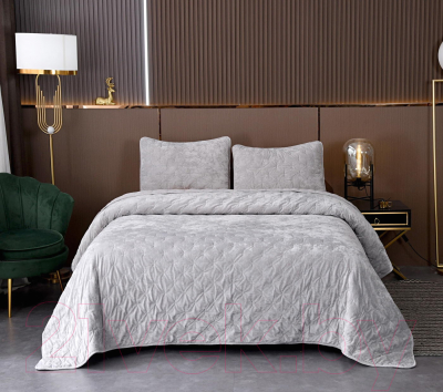 Набор текстиля для спальни Sofi de Marko Алира 240x260 / Пок-Ал-240x260сс (светло-серый)