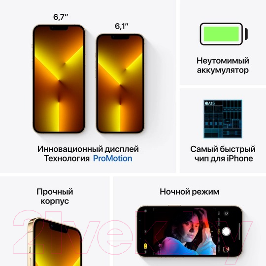 Смартфон Apple iPhone 13 Pro 256GB A2638 / 2AMLVK3 восстановлен. Breezy Грейд А