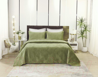 Набор текстиля для спальни Sofi de Marko Ариэль 240x260 / Пок-Ари-240x260о (оливковый)