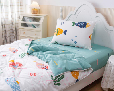 Комплект постельного белья с одеялом Sofi de Marko Аквариум / Дет-Ком-55 (белый)