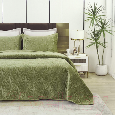 Набор текстиля для спальни Sofi de Marko Ариэль 240x280 / Пок-Ари-240x280о (оливковый)