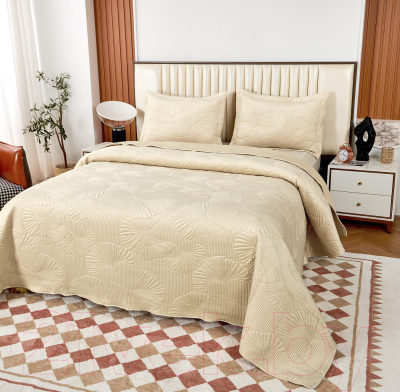 Набор текстиля для спальни Sofi de Marko Бенита 160х220 / Пок-Бн-160х220к (кремовый)