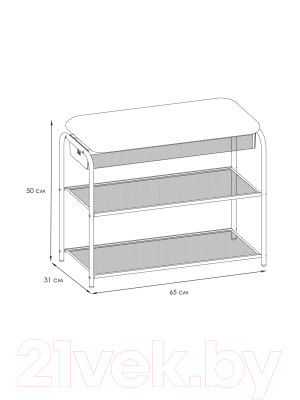 Полка для обуви ЗМИ Гранада 23В НБК с сиденьем и ящиком / ПДОГ23ВНБК (белый/ткань нубук)