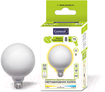 Лампа General Lighting GLDEN-G95S-M-8-230-E27-2700 / 655311