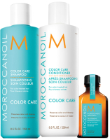 Набор косметики для тела и волос Moroccanoil Весенний Color Care шампунь+кондиц.+масло д/вол+лосьон д/тела (250мл+250мл+25мл+10мл) - 