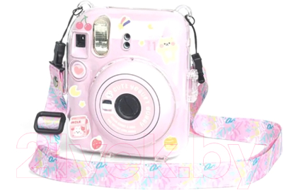 Фотоаппарат с мгновенной печатью Fujifilm Instax Mini 12 белый + чехол Sundays с ремнем розовый
