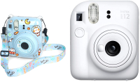 Фотоаппарат с мгновенной печатью Fujifilm Instax Mini 12 белый + чехол Sundays с ремнем голубой - 