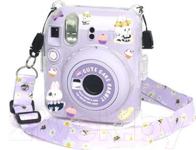 Фотоаппарат с мгновенной печатью Fujifilm Instax Mini 12 белый + чехол Sundays с ремнем пурпурный