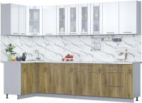 Готовая кухня Интерлиния Мила Пластик 1.2x3.0 (белый/дуб эпоксид/белый гранит) - 