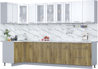 Готовая кухня Интерлиния Мила Пластик 1.2x3.1 (белый/дуб эпоксид/белый гранит) - 