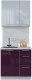 Кухонный гарнитур Интерлиния Мила Пластик 0.8 А (туманный глянец/слива/серый каспий) - 