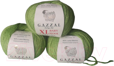 Набор пряжи для вязания Gazzal Baby Wool XL 838 (3 мотка, салатовый)