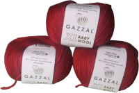 Набор пряжи для вязания Gazzal Baby Wool XL 816 (3 мотка, темно-красный) - 