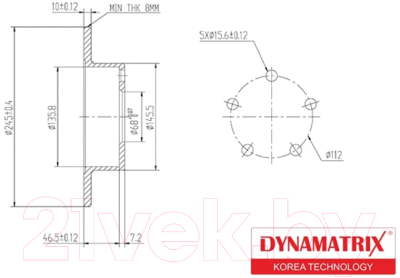 Тормозной диск Dynamatrix-Korea DBD1033