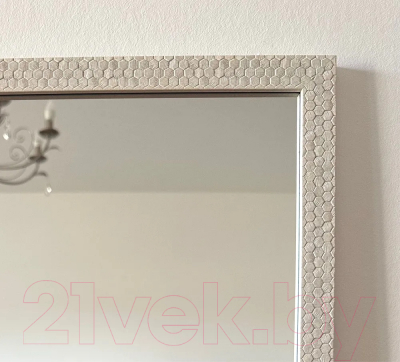 Зеркало A+T Home Decor в багетной раме Соты 34x120см / 251521 (белый)