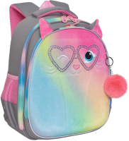 Школьный рюкзак Grizzly RAz-486-12 (серый/разноцветный) - 