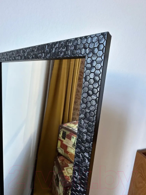 Зеркало A+T Home Decor в багетной раме Соты 34x120см / 251522 (черный)