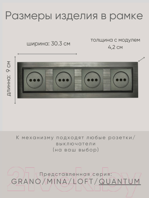 Рамка для выключателей и розеток Ovivo Quantum 405-310000-228 (магнитный серый)