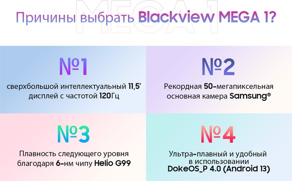 Планшет Blackview Mega 1 12GB/256GB / MEGA 1_MG12 (лунный серый)