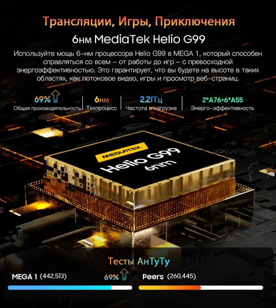 Планшет Blackview Mega 1 12GB/256GB / MEGA 1_MG12 (лунный серый)