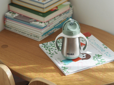 Изображение товара Поильник Beaba Tasse Paille Inox Термос 913535 (250мл, Sauge)