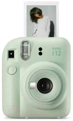 Фотоаппарат с мгновенной печатью Fujifilm Instax Mini 12 мятный + чехол Sundays с ремнем зеленый