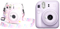 

Фотоаппарат с мгновенной печатью, Instax Mini 12 пурпурный + чехол Sundays с ремнем розовый