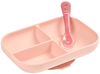 Набор посуды для кормления Beaba Set Repas Silicone Avec Ventouse Rose / 913456 - 