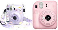 Фотоаппарат с мгновенной печатью Fujifilm Instax Mini 12 розовый + чехол Sundays с ремнем пурпурный - 