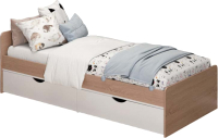 Односпальная кровать AMI Gracia (дуб сонома/белый матовый) - 