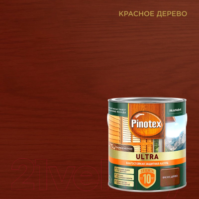 Лазурь для древесины Pinotex Ультра Влагостойкая 5803602 (2.5л, красное дерево)
